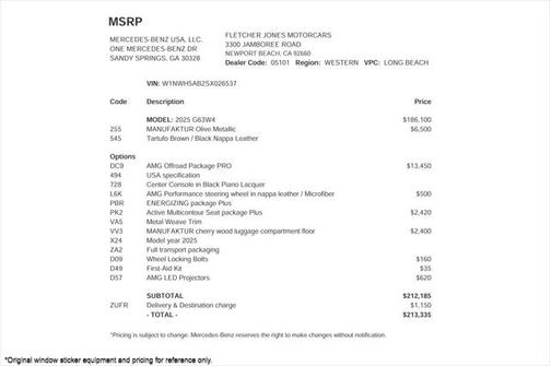 2025 Mercedes-Benz AMG G 63 AMG G 63