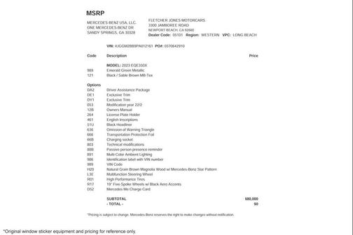 Emerald Green Metallic 2023 Mercedes-Benz EQE 350+ Base