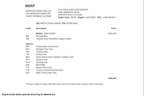 2020 Mercedes-Benz AMG G 63 4MATIC