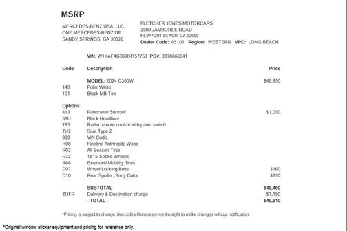 2024 Mercedes-Benz C-Class C 300 Sedan