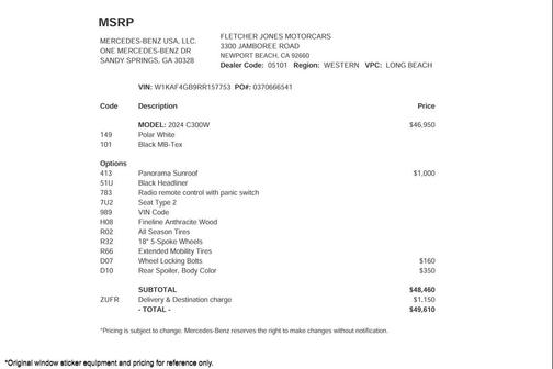 2024 Mercedes-Benz C-Class C 300 Sedan