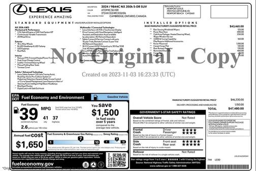 Atomic Silver 2024 Lexus NX 350h AWD