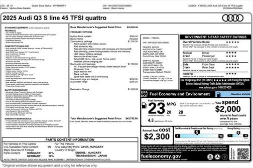 2025 Audi Q3 Premium 45 TFSI S line quattro Tiptronic
