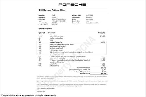 2022 Porsche Cayenne Platinum Edition