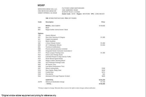 2025 Mercedes-Benz S-Class S 580 4MATIC