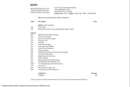 Polar White 2023 Mercedes-Benz EQS 450 4MATIC