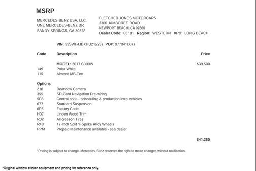 2017 Mercedes-Benz C-Class C 300
