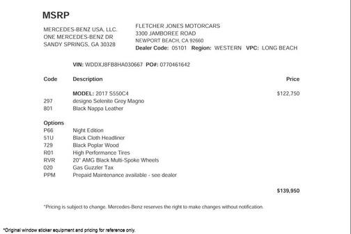 2017 Mercedes-Benz S-Class 4MATIC