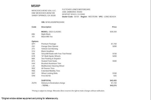2023 Mercedes-Benz CLA 250 Base