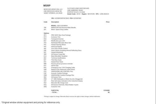 MANUFAKTUR Diamond White 2023 Mercedes-Benz EQS 580 4MATIC
