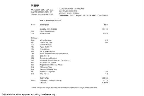 2024 Mercedes-Benz E-Class 4MATIC