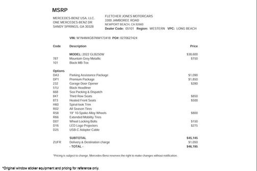 2022 Mercedes-Benz GLB 250 Base