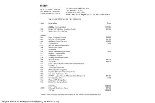 MANUFAKTUR Alpine Grey 2024 Mercedes-Benz EQE 350 4MATIC