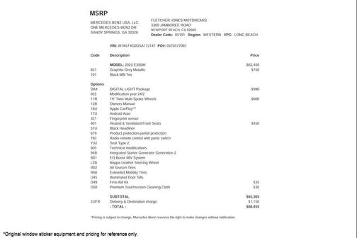 2025 Mercedes-Benz E-Class E 350 RWD Sedan