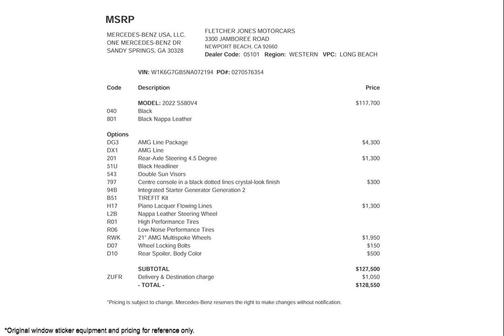 2022 Mercedes-Benz S-Class S 580 4MATIC