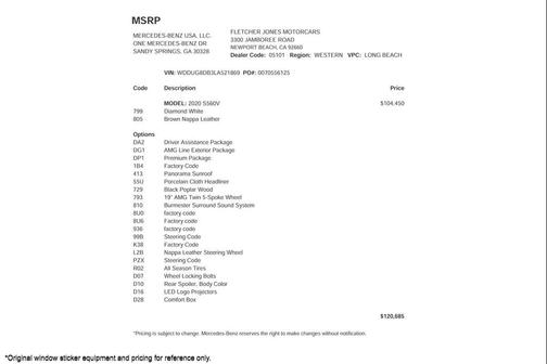 2020 Mercedes-Benz S-Class S 560