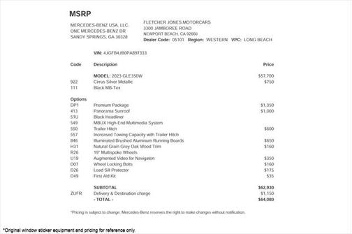 2023 Mercedes-Benz GLE 350 Base