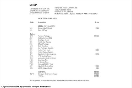 2021 Mercedes-Benz GLA 250 Base 4MATIC
