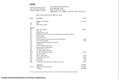 2022 Mercedes-Benz S-Class S 580 4MATIC