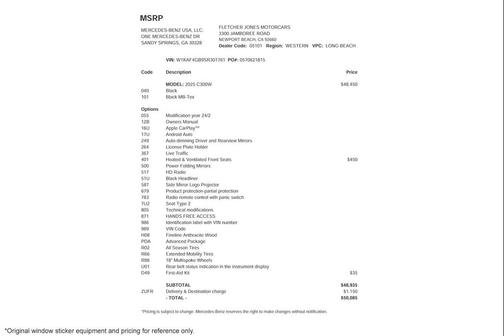 Black 2025 Mercedes-Benz C-Class C 300