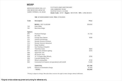 2021 Mercedes-Benz GLB 250 Base