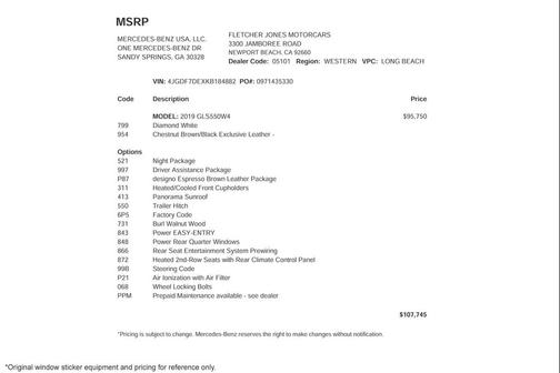 designo Diamond White Metallic 2019 Mercedes-Benz GLS 550 Base 4MATIC