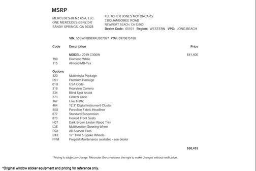 2019 Mercedes-Benz C-Class C 300 Sedan