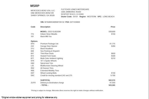 2022 Mercedes-Benz GLB 250 Base