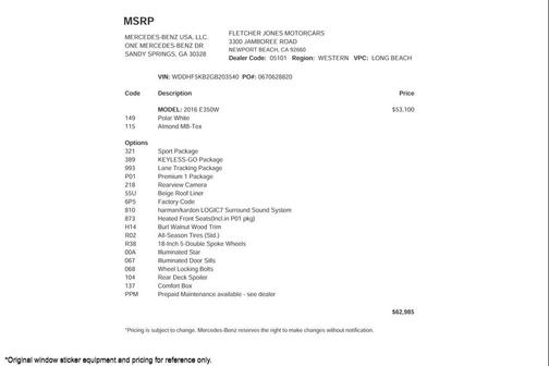 2016 Mercedes-Benz E-Class E 350 Sport