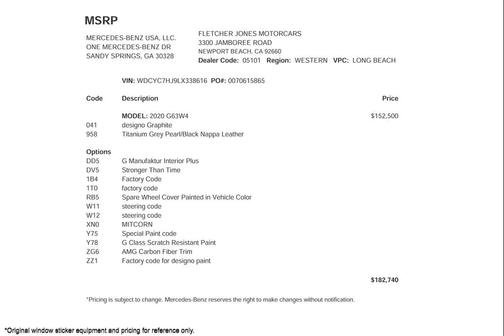 2020 Mercedes-Benz AMG G 63 4MATIC