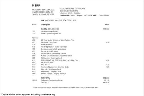 2025 Mercedes-Benz EQE 350+ Base