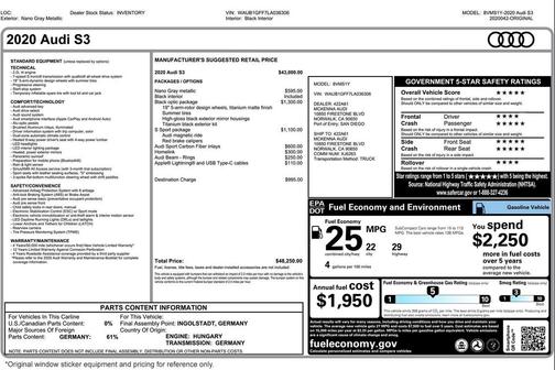2020 Audi S3 Premium TFSI quattro S tronic