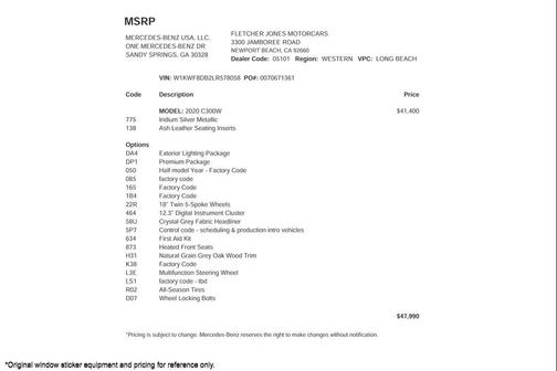 2020 Mercedes-Benz C-Class C 300