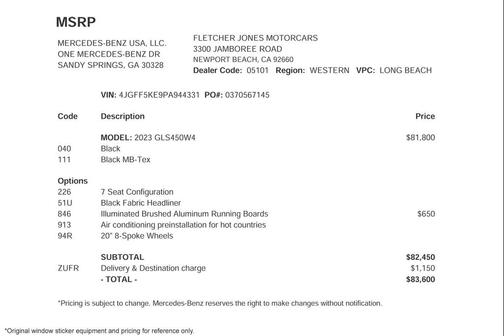 Black 2023 Mercedes-Benz GLS 450 4MATIC
