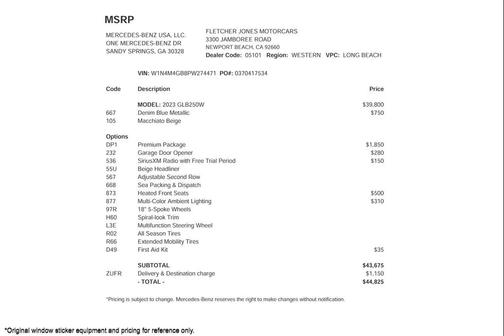 2023 Mercedes-Benz GLB 250 Base