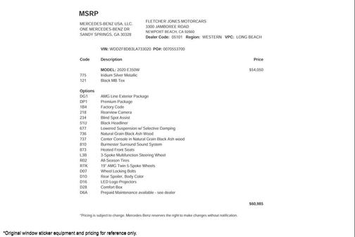 2020 Mercedes-Benz E-Class E 350 RWD Sedan