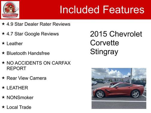 Orange Metallic 2015 Chevrolet Corvette Stingray