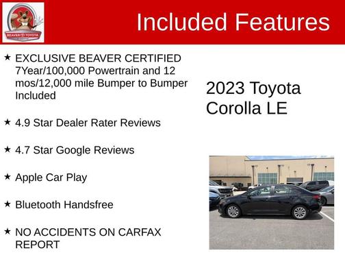 Midnight Black Metallic 2023 Toyota Corolla LE