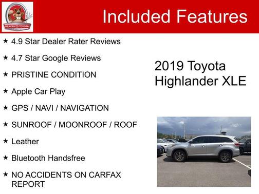 Celestial Silver Metallic 2019 Toyota Highlander XLE