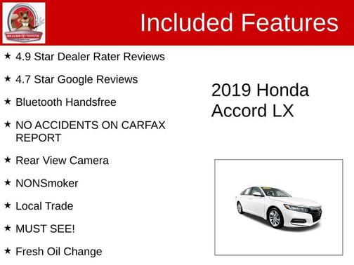 Platinum White Pearl 2019 Honda Accord LX