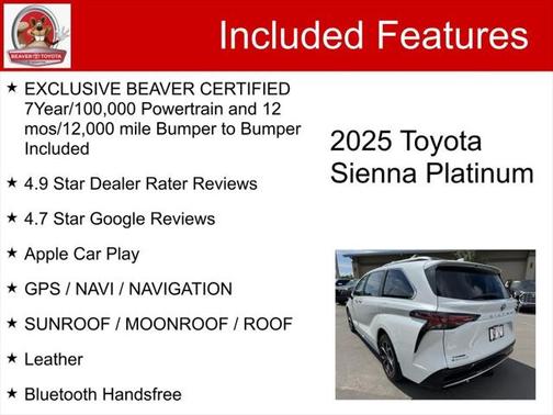 2025 Toyota Sienna Platinum 7 Passenger