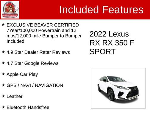 2022 Lexus RX 350 F SPORT Appearance