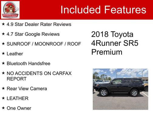 Midnight Black Metallic 2018 Toyota 4Runner SR5 Premium