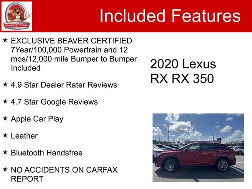 Matador Red Mica 2020 Lexus RX 350 Base