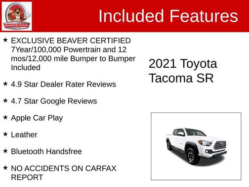 Super White 2021 Toyota Tacoma SR