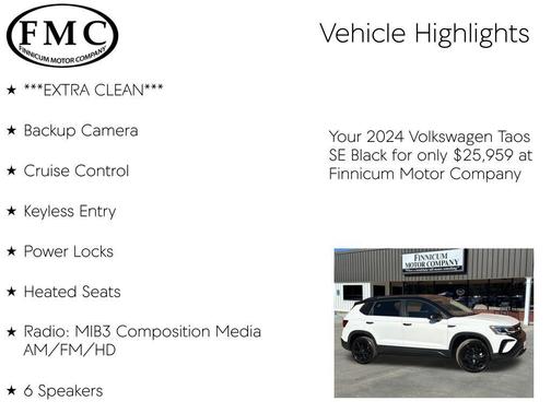 2024 Volkswagen Taos 1.5T SE Black