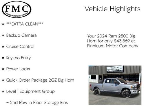 2024 RAM 2500 Big Horn Crew Cab 4x4 6'4' Box