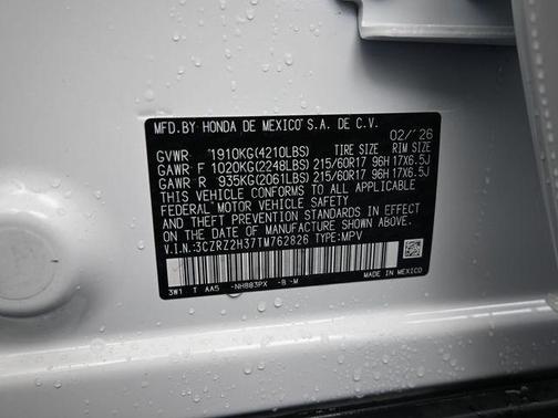 Platinum White Pearl 2026 Honda HR-V LX