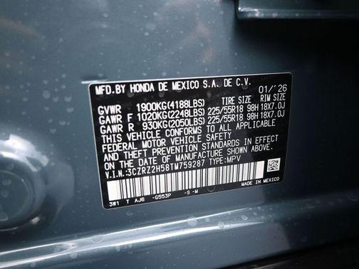 Nordic Forest Pearl 2026 Honda HR-V AWD Sport