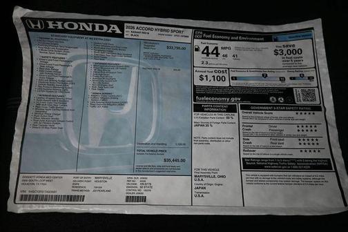 Radiant Red Metallic 2026 Honda Accord Hybrid Sport